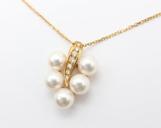 MIKIMOTO/ ミキモト パール ダイヤ ネックレス K18