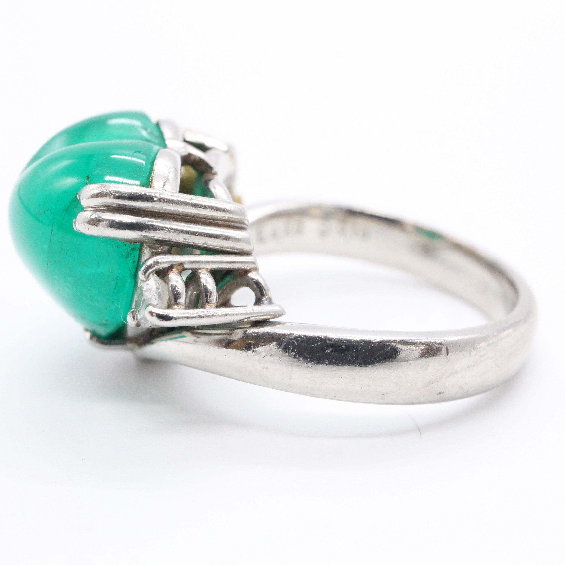天然ベリル宝石名エメラルドPt900指輪〜透明緑色